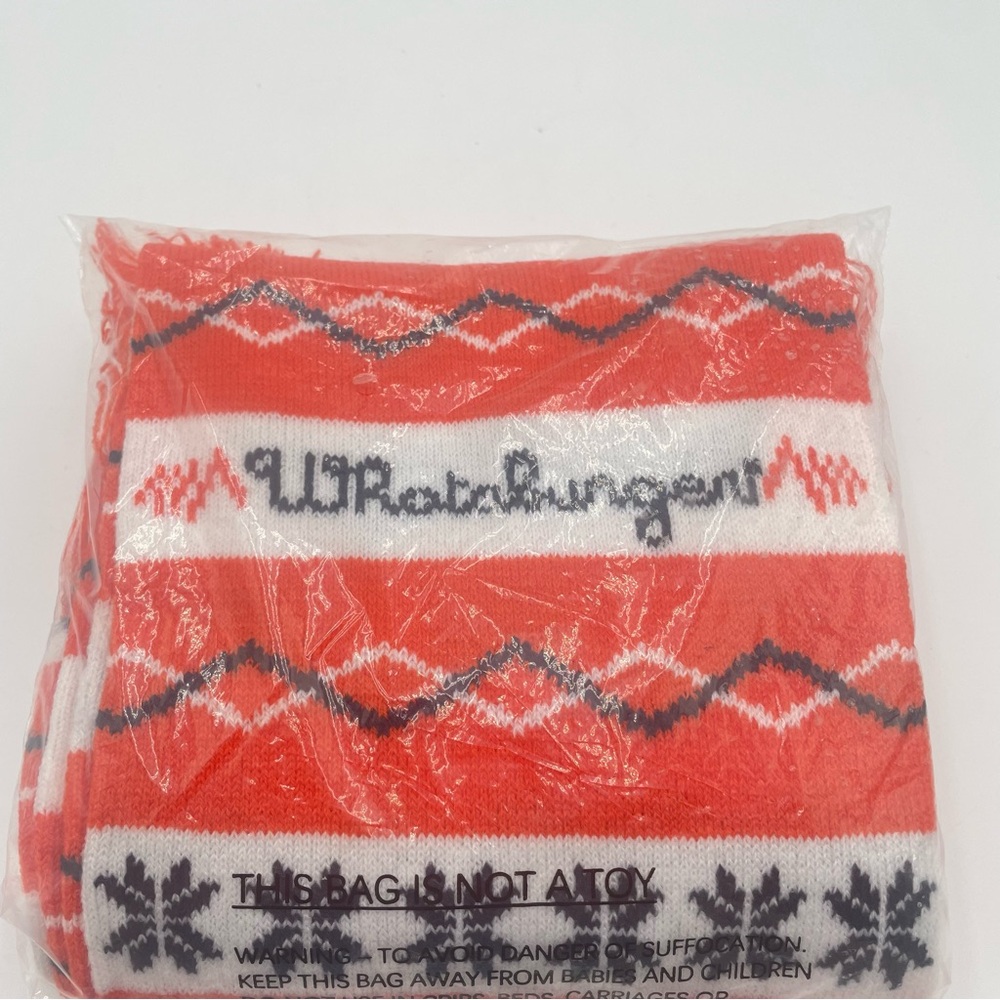 Whataburger Knit Scarf Orange White Nordic Zigzag